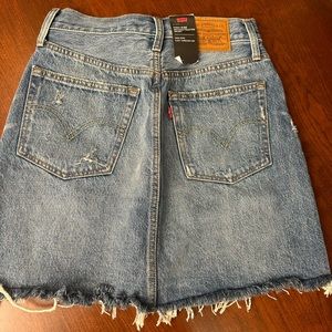 Levi deconstructed skirt denim tags on